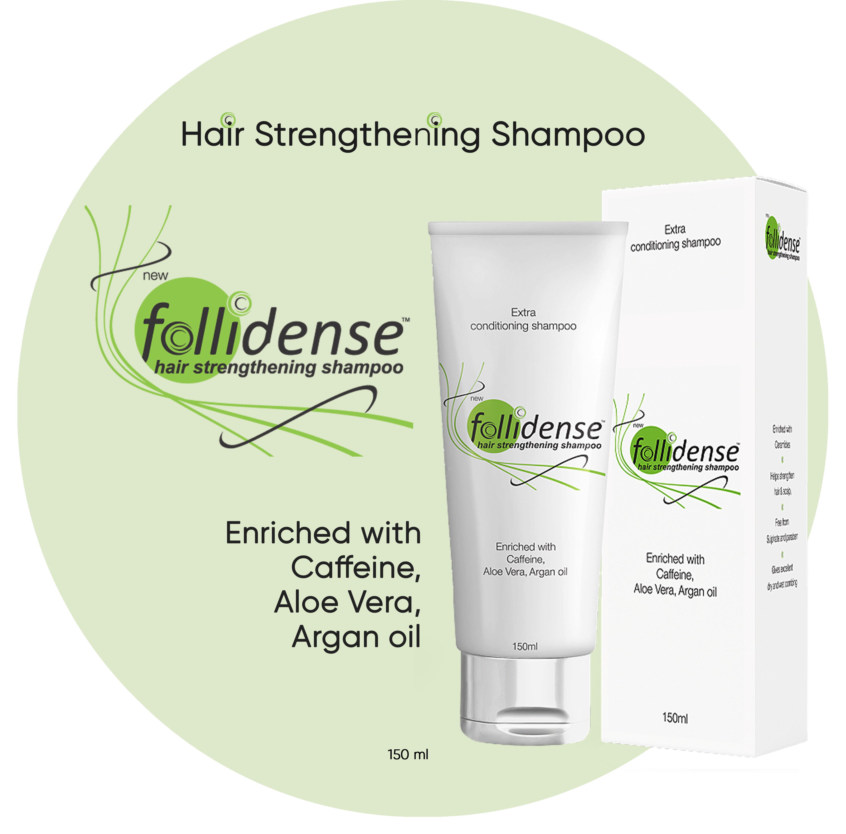 NEW FOLLIDENSE HAIR STRENGTHENING SHAMPOO 150 ML